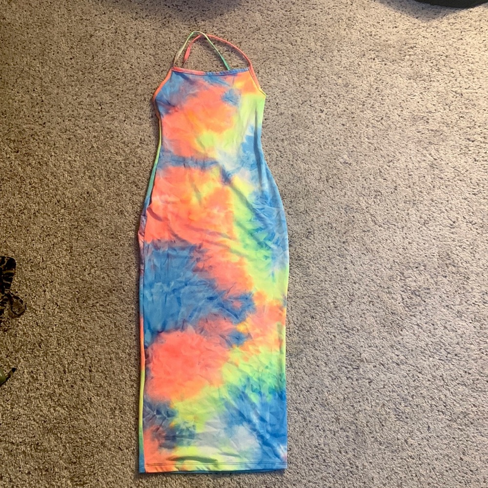 Neon body con dress